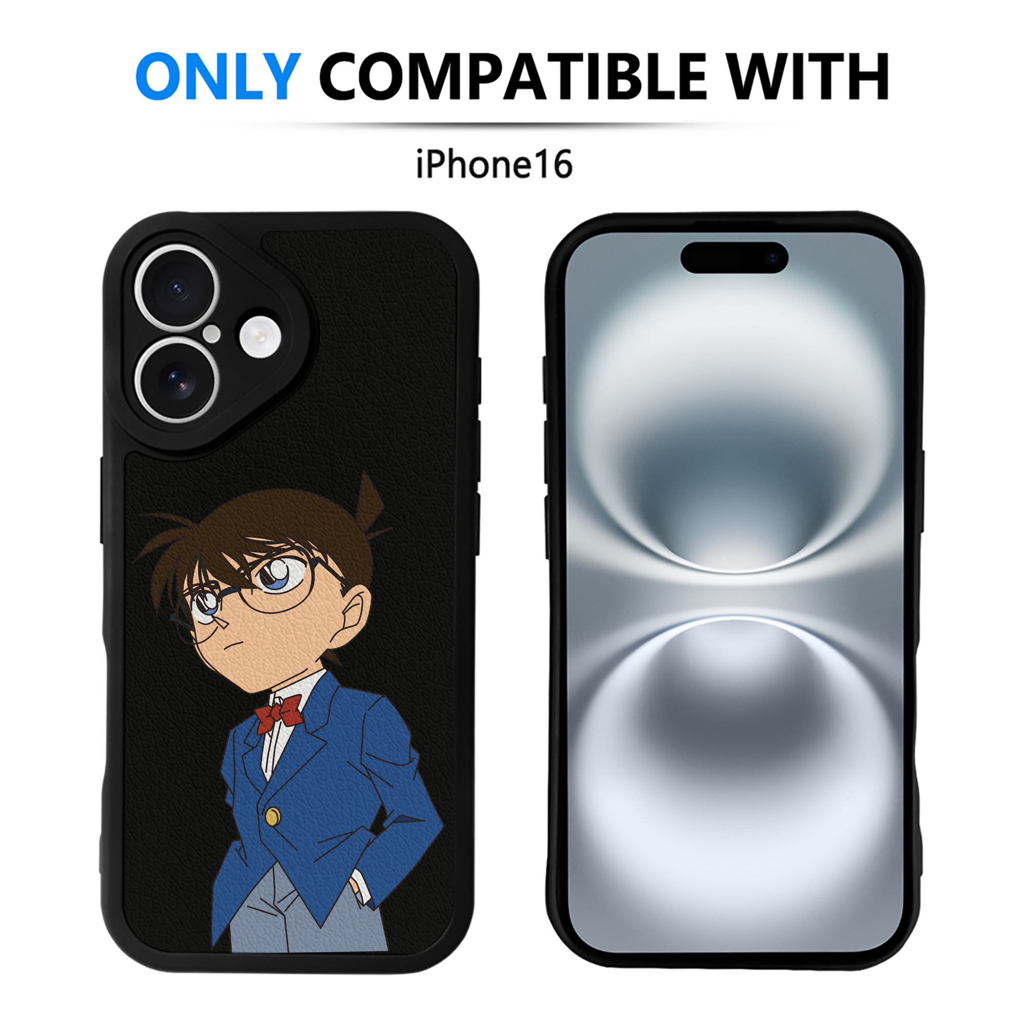 （画像用） 名探偵コナン 江戸川 コナン Detective Conan Conan Edogawa 【iPhone 16シリーズ対応】シリコンスマホケース（レザー調） 材質：シリコン